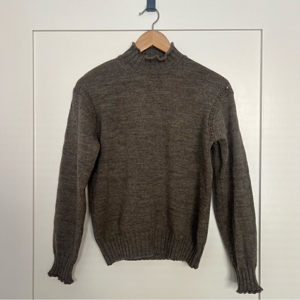 Alexa Chung for AG Sweater Womens Size Small Brown Knit Mock Neck 100% Wool